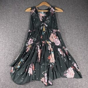 Free People Women's Haze‎ Floral Tiered Tank Tunic Top XS Oversized Boho City